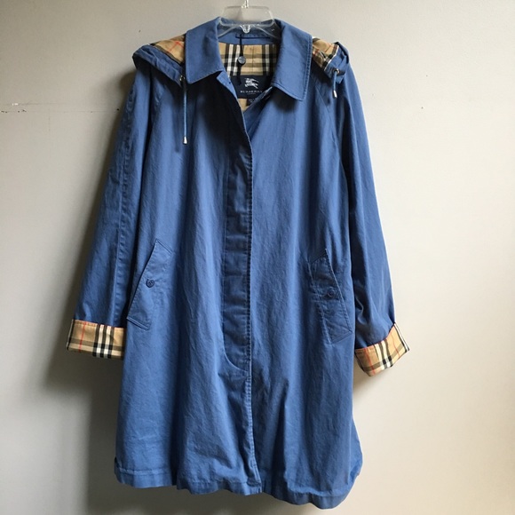 Burberry Jackets & Blazers - Burberry Blue Trench Coat Removable Hood